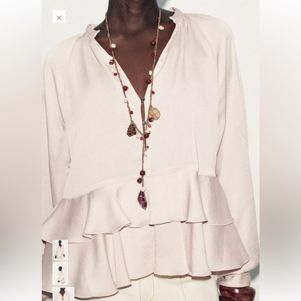 Zara Soft Pink Ruffled Blouse - Picture 4 of 10